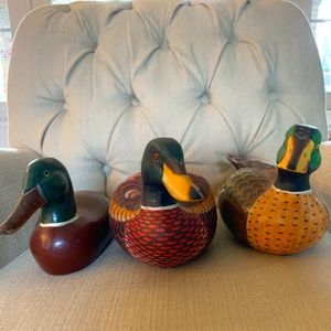 Set of 3 Antique Wooden Ducks